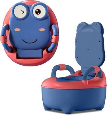 Produktbild von JOIEYOU Kindertöpfchen 48cm hoch Kindertoilette PP+PU Töpfchen mit abnehmbarem Behälter Baby Tolilette mit Spritzschutz&Armlehnen Toilettentrainer für Mädchen Junge Kinder Töpfchen (Normal Form, Blau)