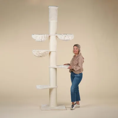 Produktbild von Kratzbaum große Katzen  Deckenhoch XXL Maine Coon Tower Plus Creme katzenkratzbaum für Maine Coon große katzenbaum stabil Deckenhöhe 245-265cm schwere Katze kletterbaum kratzmöbel Grosse Dicker stamm 20Ø von RHRQuality