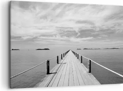 Produktbild von Bild auf Leinwand - Leinwandbild - Einteilig - Holz Brücke Meer - 100x70cm - Wand Bild - Wanddeko - Wandbilder - Leinwanddruck - Bilder - Wanddekoration - Leinwand bilder - Wandbild - AA100x70-4985