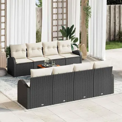 Image de Maison Exclusive - Ensemble de canapé de jardin avec coussin 9 pcs Noir polyrotin