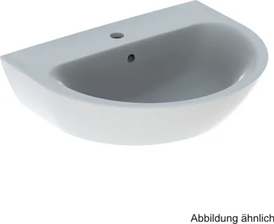 A white ceramic washbasin on a white background.