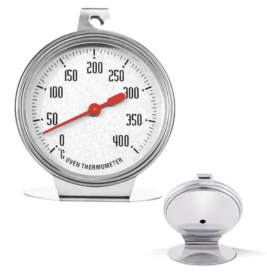 Ofenthermometer aus Edelstahl, 0-400 °C, 8,5 x 7 cm, für Backen und Grillen