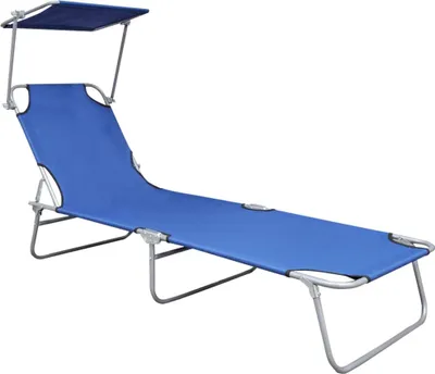 Produktbild von vidaXL Klappliege mit Sonnendach Blau Aluminium