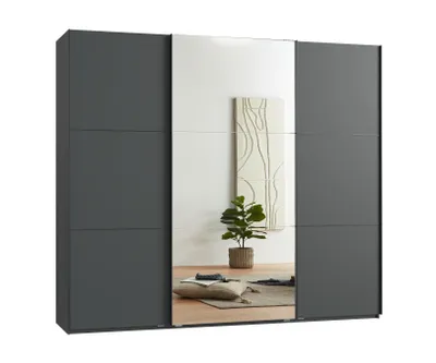 Produktbild von Schwebetürenschrank Kleiderschrank 3-tür 250cm Vollausstattung Anthrazit Spiegel / 22015