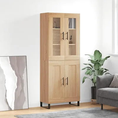 Produktbild von Highboard Sonoma-Eiche 69,5x34x180 cm Holzwerkstoff, Sideboard Küchenschrank Buffetschrank für Küche Wohnzimmer Esszimmer3198364