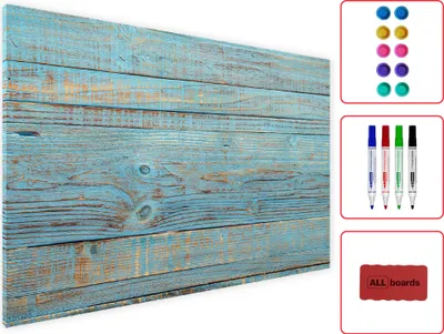 Zdjęcie produktu dla Tablica na magnesy na ścianę METALboards, niebieska deska retro 60x40 cm + zestaw akcesoriów GRATIS