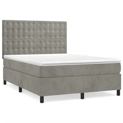 Produktbild von vidaXL Boxspringbett mit Matratze Hellgrau 140x190 cm Samt