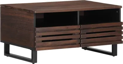 Image de Table basse exclusive - Bois massif de mangue, couleur marron, dimensions 80x55x40 cm