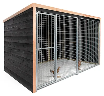 Productafbeelding van Voldux Kippenren Dirk met dakleer | 316 x 208 x 196 cm | Douglas frame en zwart Zweeds rabat