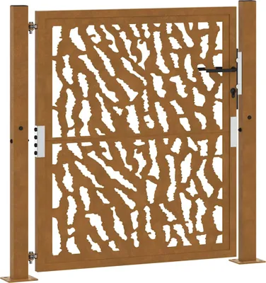 Image de Portail de jardin 100x100 cm en acier patiné avec motif de traces