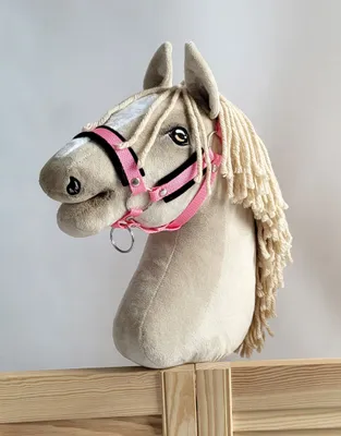 Image de Licol réglable pour cheval Hobby Horse A3 rose avec fourrure noire