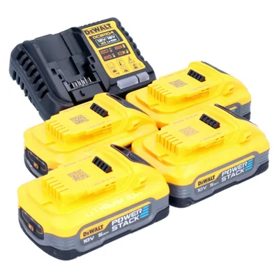 Zdjęcie produktu dla Zestaw startowy akumulatorów DeWalt DCB 1104 H4 12 V / 18 V 4x akumulator Powerstack 5,0 Ah + ładowarka DCB 1104