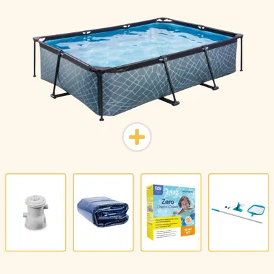 Zdjęcie produktu dla Basen zewnętrzny prostokątny - imitacja kamienia - 300x200x65 cm - 5-elementowy - SCB72