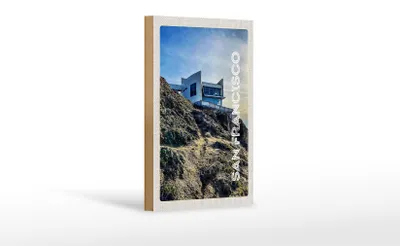 Produktbild von Holzschild Reise 12x18cm San Francisco Gebäude Gebirge Aussicht