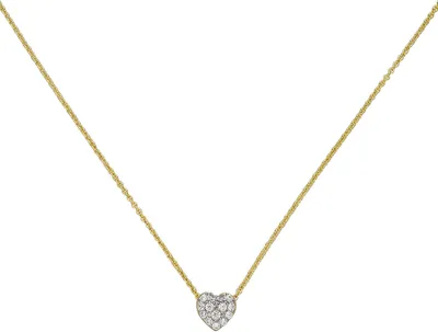 Produktbild von 1mm Collier Ankerkette mit Anhänger Herz mit weißen Zirkonia, 375 Gold Gelbgold