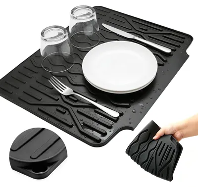 Silikon-Abtropfmatte 40x32,5 cm, schwarz, hitzebeständig bis 230°C