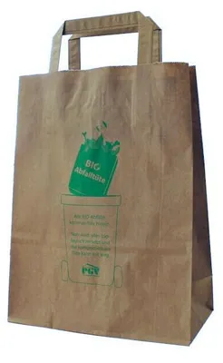 Produktbild von -Abfall-Tragetasche "Biotonne" mit Henkel braun, 70 g/qm, 220 + 100 x 290 mm, 75 Stück