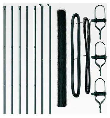 Produktbild von Zaunpfosten Grün 10 x 1,6 m (13 mm Netz) aus Stahl und PVC für Gartenzaun, Hundezaun, Weidezaun und Hühnerzaun