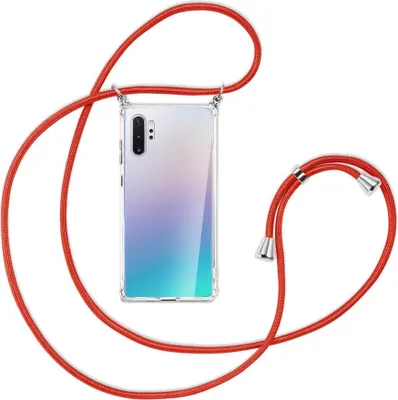 Produktbild von Handykette Backcover-Schutzhülle mit Band (Metall silberfarben) für Samsung Galaxy Note 10 Plus - rot