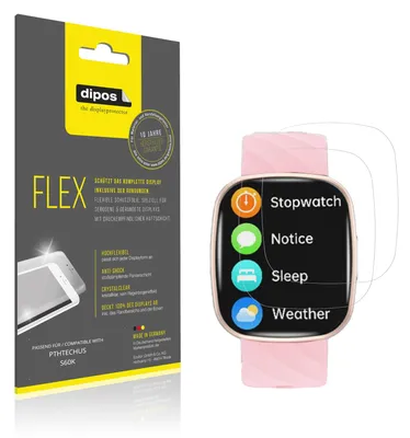 Produktbild von 2x Schutzfolie für PTHTECHUS S60K Folie, 100% Displayabdeckung, dipos Flex