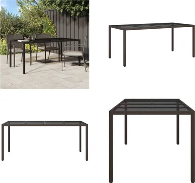 Image de vidaXL Table de jardin Marron 190x90x75 cm Verre trempé et poly rotin - Table de jardin - Tables - Tables