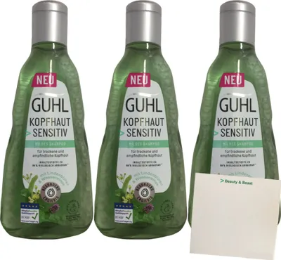 Produktbild von Guhl Shampoo Lindenblüten und Wasserminze 3er Pack (3x250ml Flasche) + usy Block