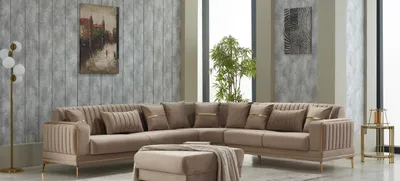 Produktbild von Polstersofa Ecksofa L form Sofa Stoffsofa Couch Design Eckgarnitur Beige