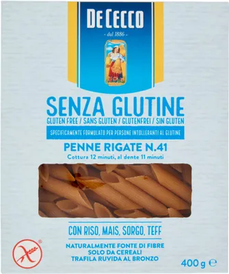 Image de Pâtes Penne Rigate sans gluten, 400 g, marque De Cecco