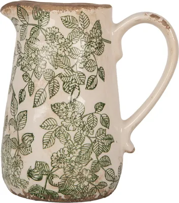 Image de Clayre & Eef Pot décoratif 16x12x18 cm Beige Céramique Fleur