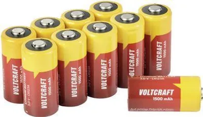 Immagine prodotto di VOLTCRAFT CR123A 10pcs Fotobatterie CR-123A Lithium 1500 mAh 3 V 10 St. (VC-12714235)