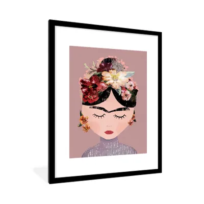 Produktbild von MuchoWow® gerahmtes Poster - Pastellfarben - Frau - Blumen - Kunst - Frida Kahlo - 60x80 - Wandposter-Rahmen, Foto