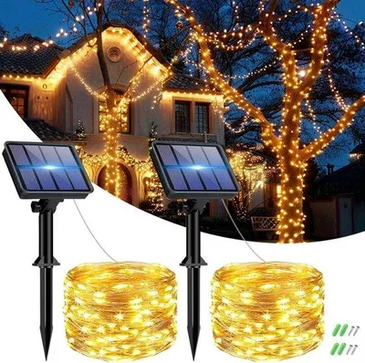 Image de Guirlande lumineuse LED de Noël, 60 LED blanc chaud, étanche