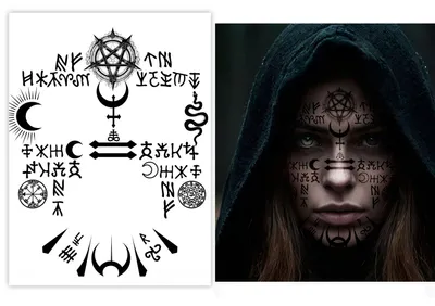 Immagine prodotto di Halloween Mystical Face Art Dark Magic Symbolism Pentagram Mysticism Rituals Secrets Atmosphere Adventure, Colore: Nero