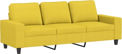 Image de vidaXL Canapé 3 places jaune clair 180 cm Tissu