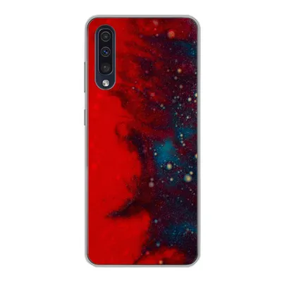 Produktbild von MuchoWow® Handyhülle Schutzhülle Hülle für Samsung Galaxy A30s Tinte - abstrakt - rot - blau Silikon Softcase Handy Hülle - Karteninhaber