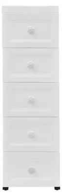 Imagen del producto de Cajonera con 5 cajones y ruedas, color blanco