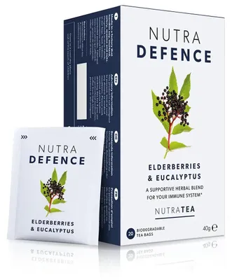 Produktbild von NutraTea NutraDefence Kräutertee mit Holunderbeeren und Eukalyptus, 20 Teebeutel