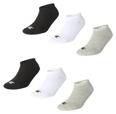 Obrázok produktu pre Detské ponožky Champion, balenie 6 ks - ponožky do tenisiek, logo, jednofarebné, čierna/sivá/biela 27-30