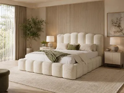 Produktbild von Emlar Polsterbett Velaro MAX 140x200 cm - Bett mit Bettkasten & Lattenrost - Bouclé-Stoff - Doppelbett mit Stauraum Beige (Quelle 02)