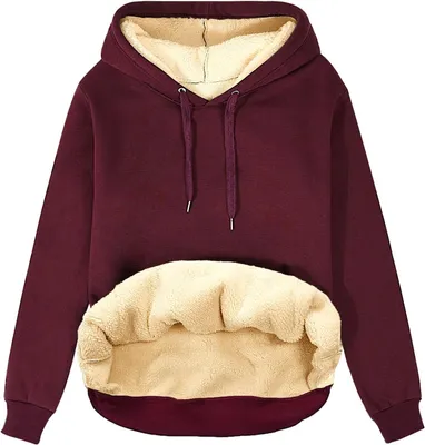 Image de Sweat à capuche unie en coton et polyester, doublé en polaire, avec capuche et poche kangourou