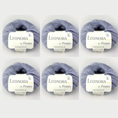 Image de 6 pelotes de Leonora by Permin – Fil raffiné en soie, laine et mohair (06 argent clair)