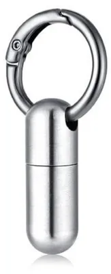 Immagine prodotto di Portachiavi a forma di pillola, mini, impermeabile, in acciaio inossidabile, 5,3 cm