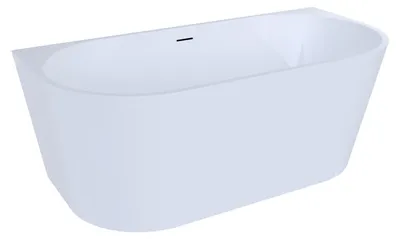 Produktbild von Duschspa 150x75cm wandseitige freistehende ovale Acryl-Badewanne mit Überlauf und vormontiertem Zubehör