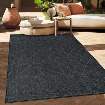 Produktbild von Outdoor Teppich Flachgewebe modern Boho Ethno wetterfest Außenbereich Grösse 80x150 cm