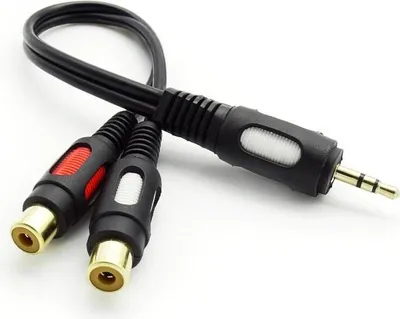 Productafbeelding van Kabel met 3,5 mm stekker - 2 RCA stekkers, Cabletech KPO3872, 25 cm