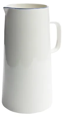 Porzellankanne, weiß mit blauem Rand, 1200 ml