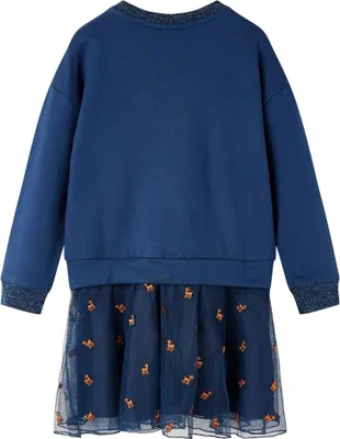 Produktbild von vidaXL Kinderkleid mit Langen Ärmeln Marineblau 104