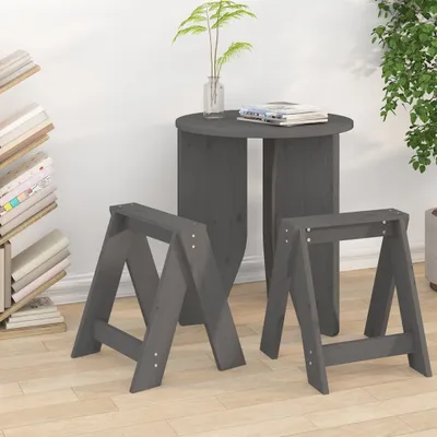 Zdjęcie produktu dla Stołek Living Store 2 szt. Szary 40x40x45 cm lite drewno sosnowe