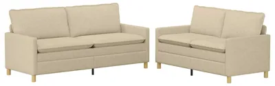 Produktbild von vidaXL Sofa Set 2 stk. Creme Stoff