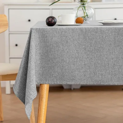 Produktbild von Tischdecke Leinendeckeoptik Abwaschbar Hellgrau 140x100cm Rechteckig